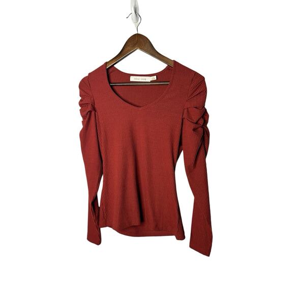Bishop + Young‎ sz small ribbed ruched puff sleeve womens - Picture 1 of 3